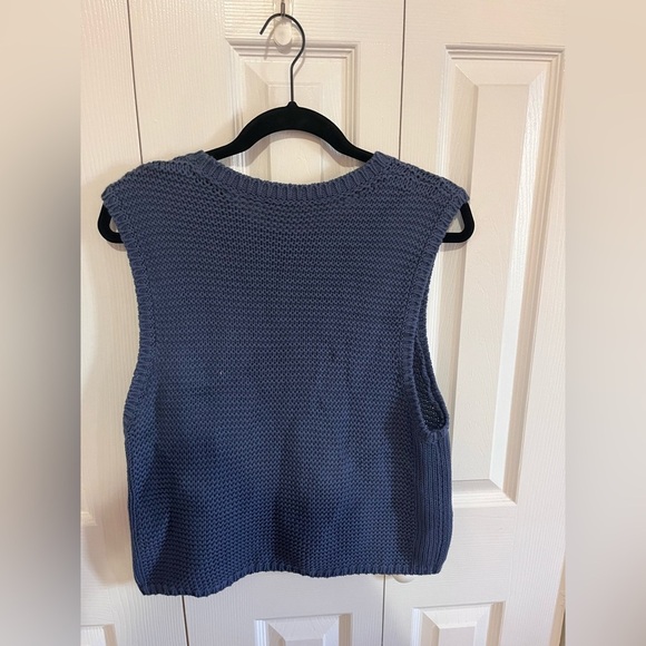 rag & bone Cropped Knit Sweater Tank Blue Medium - Picture 3 of 3